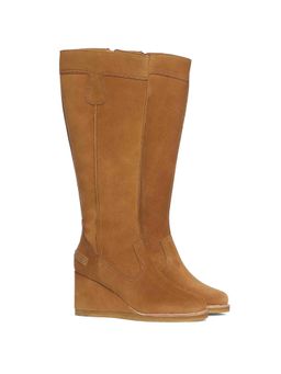 Saint G - Carina Tan Suede Leather Knee High Wedge Heel boots