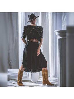 Saint G - Martina Khaki Stitched Leather Handcrafted Cowboy Boots