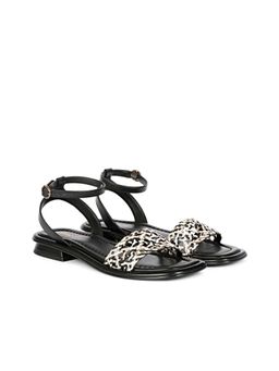 Saint G - Catalina Black Leather Flat Sandals