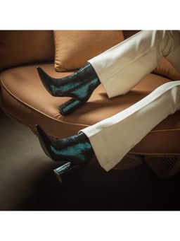 Saint G - Lorena Green Metallic Leather High Ankle Boots