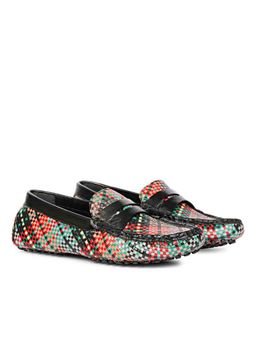 Saint G - Liana Multi-Color Black Woven Leather Loafers