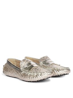 Saint G - Liana Platin Woven Leather Loafers