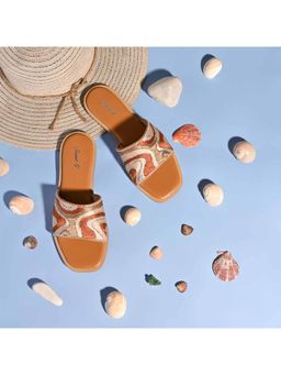 Saint G - Georgia Hand Embroidered Brown Leather Flats