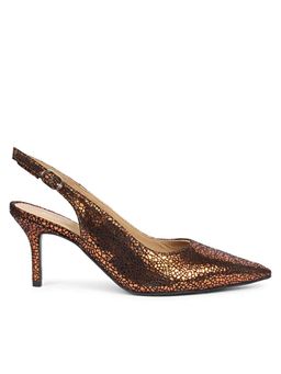 Saint G - Callie Cracked Gold Bronze Leather Mule Heels