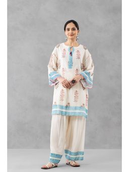 Finethreads by Hina & Nikhat - Neel Baag Farsi White Tunic with Salwar