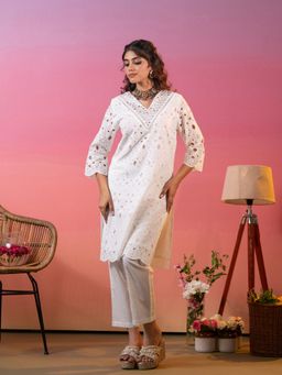 M MARCH LABEL - White Eyelet Embroidered Co-Ord Set