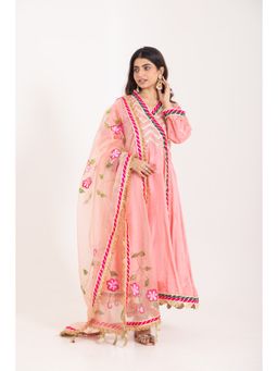 CHHAAP TILAK - Jashn- Blushing Peach Gota Work Angrakha Kurta and Pant with Dupatta