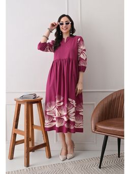 DECKEDUP - Women’s Elegant Wine Flared Dress
