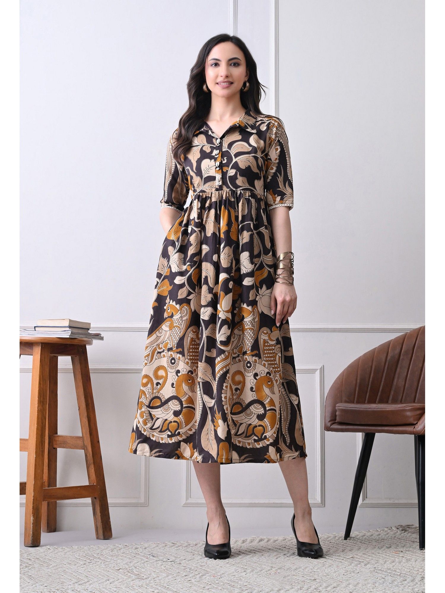 deckedup Women Elegant Multicolor Floral Printed Dress-picture-22