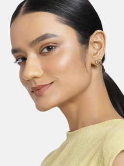 Estele - Gold Plated CZ Mariposa Lily Stud Earrings for Women