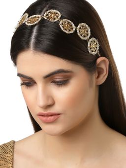 Karatcart - Handcrafted Gold Plated Floral Kundan-Studded Hairband