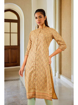 Soch - Women Beige Rayon Printed Kurta
