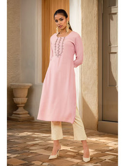Soch - Women Pink Viscose Embellished Kurta