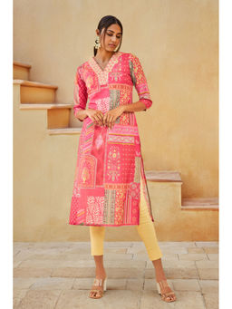 Soch - Pink Cotton Embroidered Kurta