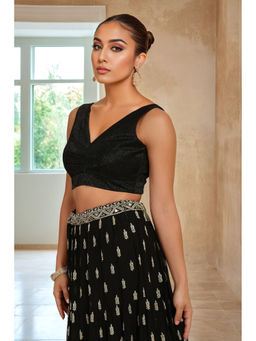 Soch - Womens Black Spandex Textured Padded Blouse
