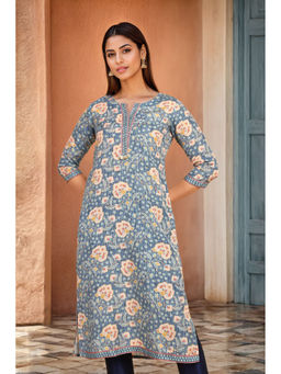 Soch - Womens Cotton Blend Floral Print Kurta with Sequins