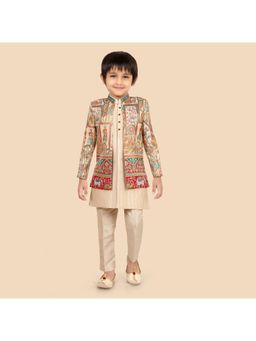 ETHNIKS NEURON - Beige Brocade Jacket and Kurta with Pant