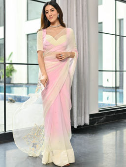 Lavanya The Label - Maharani Ombre Baby Pink Saree with Unstitched Blouse