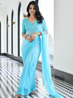 Lavanya The Label - Maharani Sky Blue Saree with Unstitched Blouse