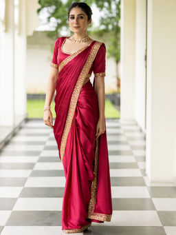Lavanya The Label - Majesty Red Ready to Wear Saree with Stitched Blouse