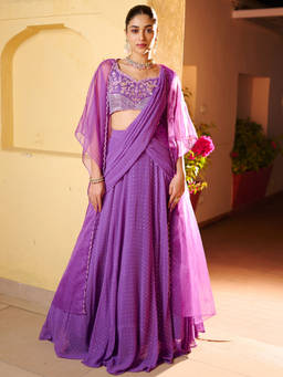 Lavanya The Label - Modern Lavender Ready to Wear Saree with Stitched Blouse