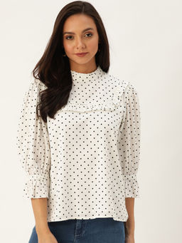 Twenty Dresses by Nykaa Fashion - Bring Back Style White Polka Dot Top