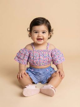 Nautinati - Nautinati Girls' Cotton All-over Floral Printed Top and Shorts Co-ord Set