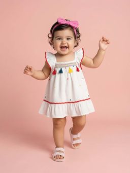 Nautinati - Girls Floral Printed Crepe A-Line Dress