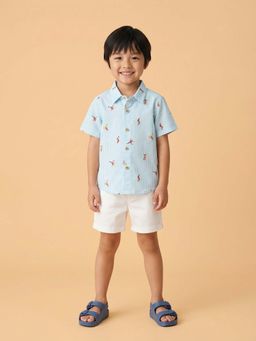 Nautinati - Boys' Cotton Blend All-over Athlete Printed Shirt & Shorts Co-ord Set
