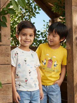 Nautinati - Boys' Pack of 2 Cotton Sea-themed T-shirts