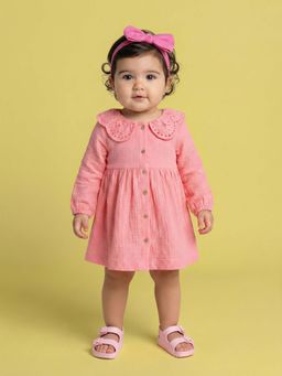 Nautinati - Girls Soft Cotton Embroidered Dress