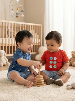 Nautinati - Baby Boys' Cotton All-over Number and Sea Animals Printed T-shirt Pack of 2