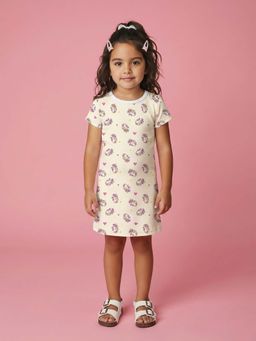 Nautinati - Girls' 100% Cotton All-over Unicorn Print T-shirt Dress
