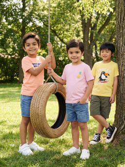 Nautinati - Boys' Pack of 3 Cotton Pineapple and Bird Printed T-shirts