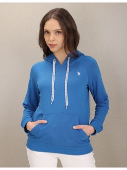 U.S. POLO ASSN. - Blue Solid Hooded Sweatshirt
