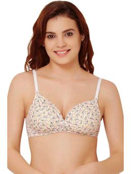 Zivame - Rosaline Soft Cotton Padded Floral Fun Wirefree Convertible Bra - White (36C)