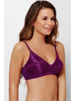 Zivame - Lightly Lined Non Stretch Jacquard Wirefree Bra - Grape