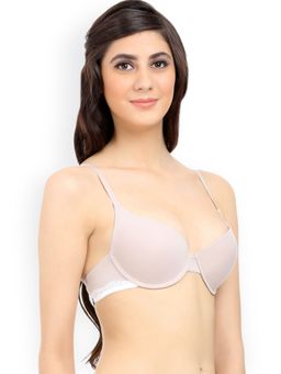 Zivame - Moderate Push Up Bra With Hint of Lace - Beige