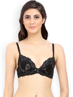 Zivame - Metallic All That Lace Gentle Pushup Bra - Black