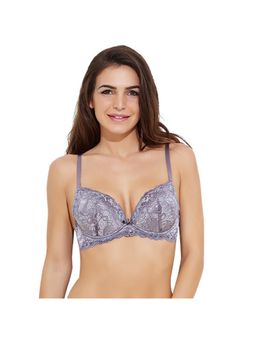 Zivame - Metallic All That Lace Gentle Pushup Bra - Grey