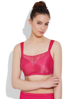 Zivame - Jacquard Lace Wirefree Cami Bra With Seamed Non Stretch Cups - Rose