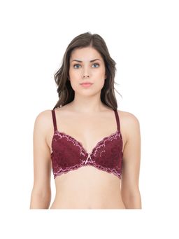 Zivame - Dual Toned Gentle Push Up Bra - Burgundy