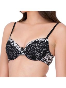 Zivame - Cuppa Contrast Animal Printed Moderate Pushup Bra - Black