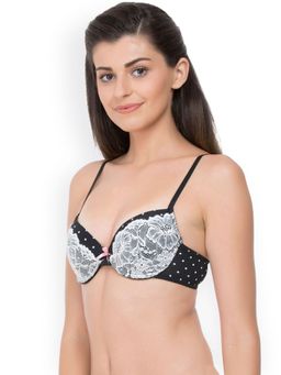 Zivame - Cuppa Contrast Polka Printed Moderate Pushup Bra - Black