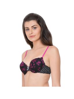 Zivame - Dual Tone Polka Printed Explosive Pushup Bra - Black Pink