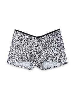 Zivame - Super Soft Mid Waist Boyshort Panty - Black Floral