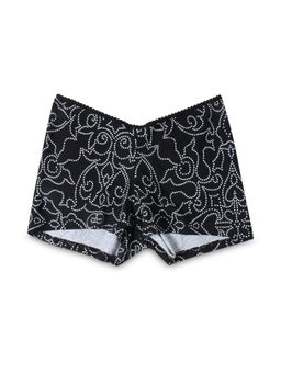 Zivame - Soft Cotton Mid Waist Boyshort Panty - Black Dot Print