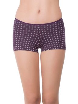 Zivame - Super Soft Mid Waist Boyshort Panty - Purple Dot Floral