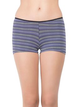 Zivame - Soft Cotton Mid Waist Boyshort Panty - Purple Chevron Print