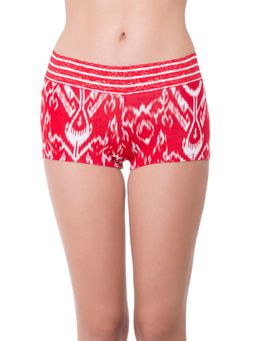 Zivame - Super Soft Lace Kissed Boyshort Panty - Red Ikat Print